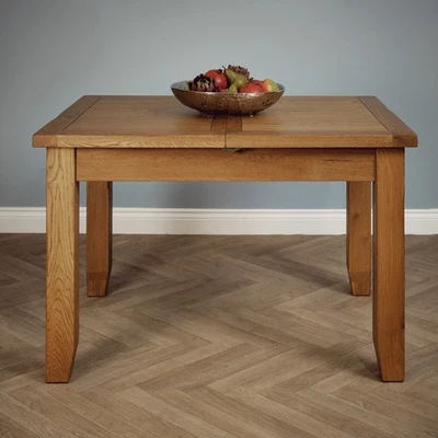 Rustic Oak Extending Dining Kitchen Table 78×90×120 cm Extending to 150 cm - Image 1 of 4