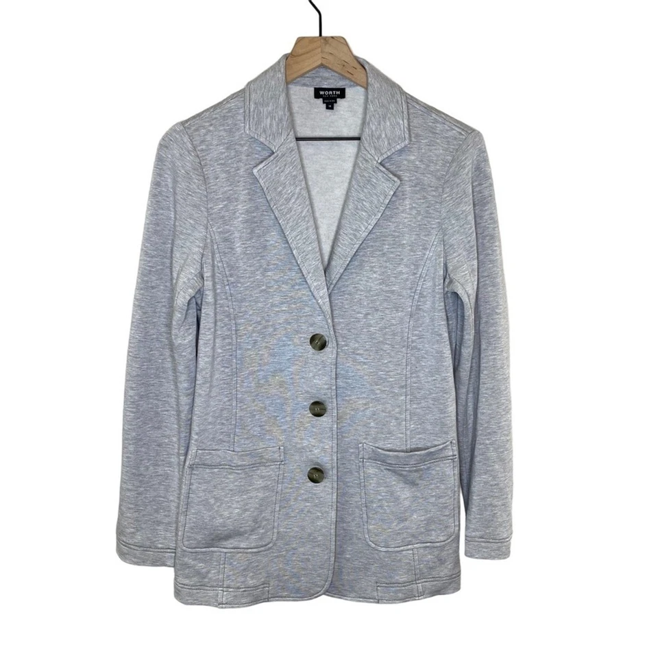 Женский флисовый блейзер Worth на 3 пуговицах минималистская куртка размер 10 б/у в отличном состоянии классический - Изображение 1 из 4