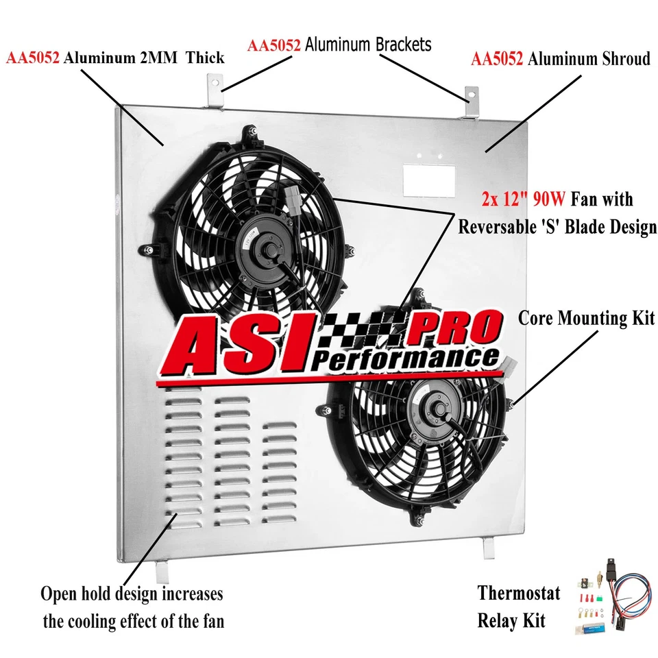 Aluminum Shroud Fan+Relay FOR 1999~2004 2003 Ford F250/F350/F450/F550 6.8L/7.3L. Foto 1 de 4