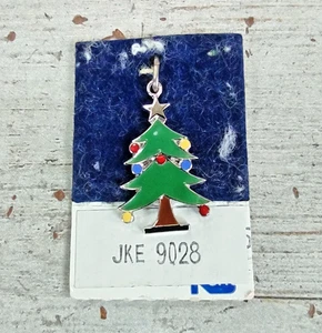 Vintage Sterling Silver Enamel Decorated Christmas Tree Charm Necklace Pendant - Picture 1 of 5