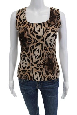 Alberto Makali Women Beige Animal Print Cotton Square Neck Tank Size S - Image 1 of 4