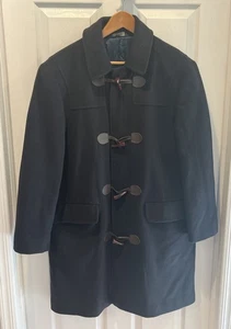 Men's Ralph Lauren Toggle Coat Black 100% Wool Quilted Lined Duffle Coat Size S - Picture 1 of 10