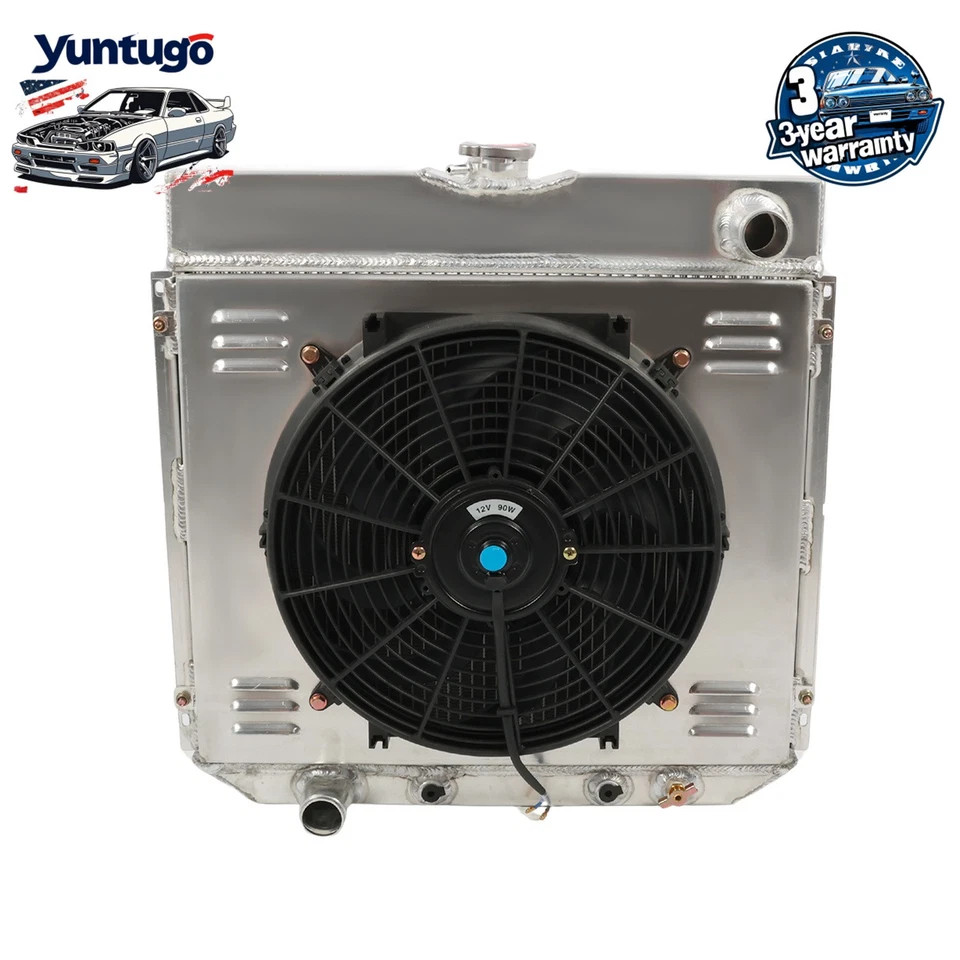 3 Row Aluminum Radiator Shroud fan For Ford Maverick 1963-77 Pinto Mercury Comet Foto 1 de 4