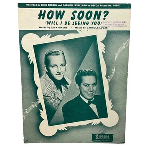 Wie bald werde ich dich sehen? Vintage Klavier Noten Bing Crosby Jack Owens - Bild 1 von 4