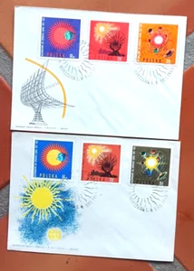 POLAND 1965 EARLY SPACE ASTRONOMY SOLAR YEAR COMPLETE SET 2 FDCS UNADD - Picture 1 of 1