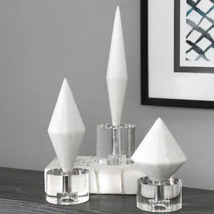 Uttermost 17580 Alize White Diamond Elfenbein künstliche Steinskulpturen - 3er SET - Bild 1 von 3