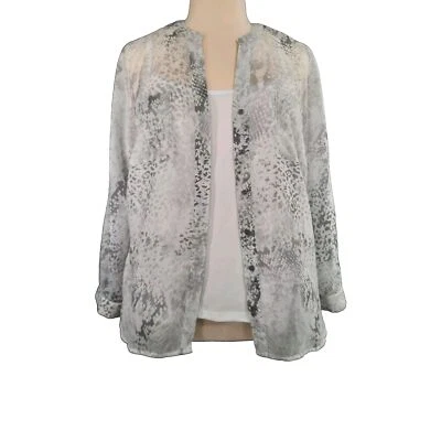 Conjunto Blusa y Camiseta sin Mangas Covington Para Mujer 1X Gris Blanco Estampado de Reptiles Túnica Carrera Boho Foto 1 de 4