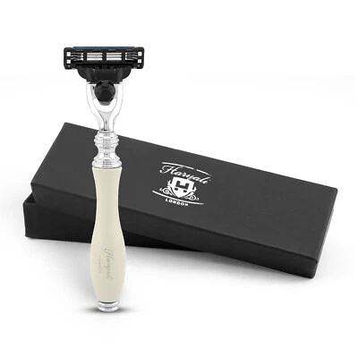 HARYALI LONDON Rasoio 3 Bordi per Uomo, Rasoio Donna, Rasoio Ergonomico Uomo, Rasoio Riutilizzabile Avorio