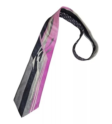 Corbata VITALIANO PANCALDI XL Gris/Rosa Arte Geométrico Seda LUJO ITALIA Foto 1 de 4