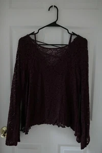Hollister Maroon Blouse With Balloon Sleeves and Underlay Gently Worn Size: M - Picture 1 of 11