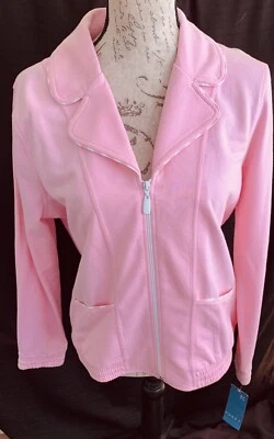 Chaqueta Koret Mujer Rosa Blanca S/M Cremallera Completa Ligera Sin Forro Bolsillos Cuello en V Foto 1 de 4