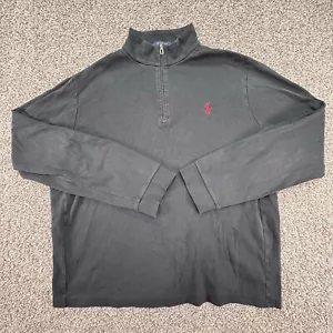 Polo Ralph Lauren Uomo L 1/4 Zip Maglione Pullover Cotone Nero LS Maglia Pony Logo - Foto 1 di 7