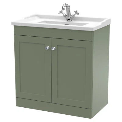 Nuie Classique Floor Standing 2-Door Vanity Unit with Traditional Basin 800mm Wi