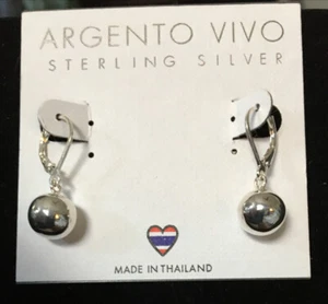 Argento Vivo Sterling Silver Dangle Pierced Earrings Leverback Closure NEW - Picture 1 of 2