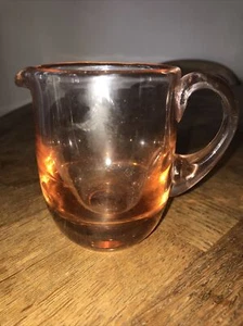 Vintage handgeblasen orange Pfirsich Bernstein schweres Glas Milch Milchkännchen Wasser Whiskey Kanne - Bild 1 von 7