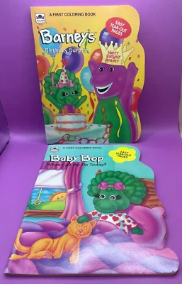 1993 Lot of Two (2) A Golden Book First Coloring Book- Barney and Baby Bop - New - Image 1 of 4
