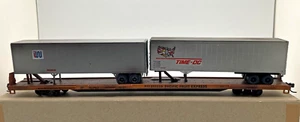 HO ATHEARN 2002 86 FT FLAT CAR W/ 2 40' TRAILERS PACIFIC FRUIT EXPRESS WEATHERED - Picture 1 of 2