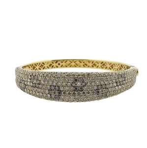 Roberto Coin Fantasia 11.35ctw Fancy Diamond Flower Gold Bangle Bracelet - Picture 1 of 4