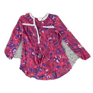 Anthropologie Maeve Talla 0 Camisa Túnica Algodón Ligero Rosa Azul Fluido - Imagen 1 de 8
