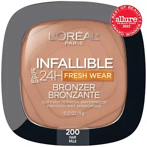 LOREAL PARIS INFALLIBLE 24H BRONZER KOMPAKTPUDER MAKE UP GRUNDIERUNG - 200 FAIR - Picture 1 of 5