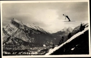 SKI JUMPER at Banff, Alberta, Mt. Norquay; RPPC by Byron Harmon, No.1; Mint - Picture 1 of 2