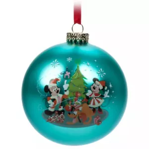 Disney Santa Mickey Mouse and Friends Glass Ball NEW - Picture 1 of 1