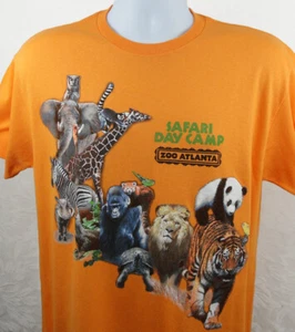 Vintage Y2K Atlanta Georgia Zoo T Shirt Mens Size M Orange Safari Day Camp - Picture 1 of 5