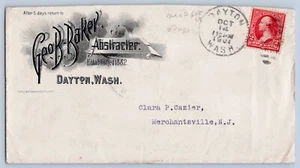 Cubierta publicitaria Dayton Washington WA Geo B Baker Abstractor 1901 - Imagen 1 de 2