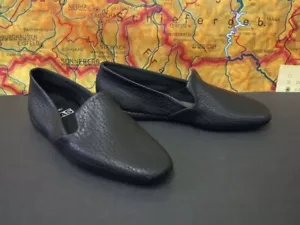 Pantoffeln Hausschuhe Herrenschuhe Ledersohle 80er TRUE VINTAGE 80s NOS 43 black - Bild 1 von 10