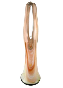 Mundgeblasene große Glasskulptur Cremesicle Wirbel orange pfirsich weiß grün 18 Zoll - Bild 1 von 15