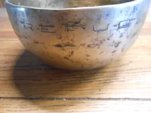 antike grosse tibetische Klangschale mit alter Einstich Gravur, toller Klang - Bild 1 von 7