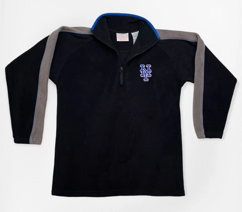 Genuine MLB New York Mets Fleece Sweater 1/4 Zip Pullover Embroidered Size Large Cover