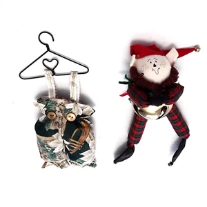 Christmas Tree Ornaments Bell Elf Santa Bibs Hanging Holiday Lot 2 - Picture 1 of 6