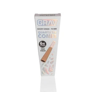 GRAV Short Kings Pre-Rolled Cones With Quartz Glass Tips, Natural, Pack of 6 - Picture 1 of 1