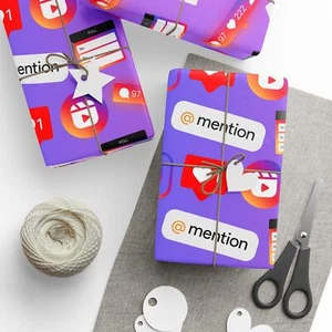 Instagram Social Media Symbole Premium umweltfreundliches Geschenkpapier KOSTENLOSER VERSAND - Bild 1 von 17