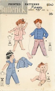 Butterick 8240 Toddler Play Clothes, Crawler, Double Breasted Jacket Sz 1/2 CUT - Picture 1 of 4