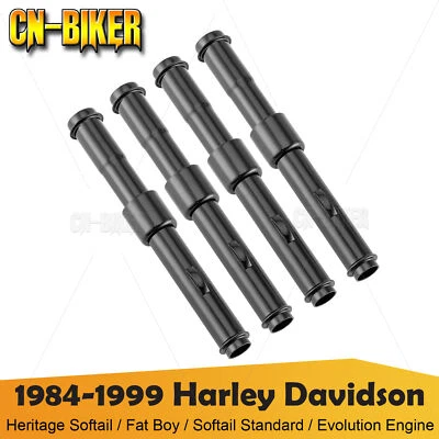 Gloss Black Pushrod Tube Kit For Harley 84-99 Evo Engine Heritage Softail FatBoy - Image 1 of 4