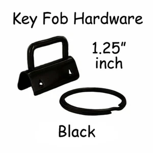 10 Schlüsselanhänger Hardware mit Schlüsselringen Sets - 1,25" (32 mm) schwarz + Anleitung. - Bild 1 von 2