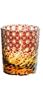Vaso de whisky de cristal transparente cortado a mano Edo Kiriko 8,45 oz rojo - Imagen 1 de 4