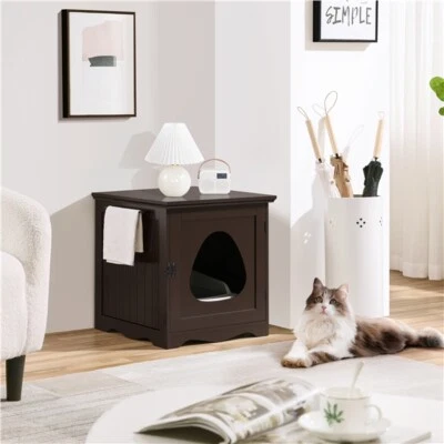 TOPEAKMART Hidden Cat Litter Box Enclosure, Pet Side Table for Indoor Cat, Cat Furniture