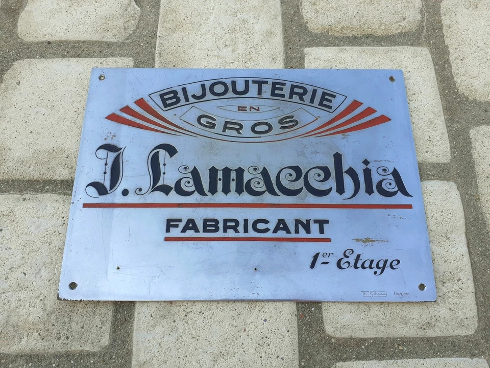 Ancienne plaque Enseigne De Fabricant De Bijoux en Laiton Chromé Plaque Utilité - Photo 1/1