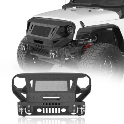 Conjunto de parachoques de parrilla delantera Mad Max con luces LED para Jeep Wrangler JK 2007-2018 Foto 1 de 4