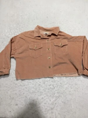 American Eagle укороченный вельвет куртка женщин L теплый слоновой кости кнопки длинные карманы - Изображение 1 из 4