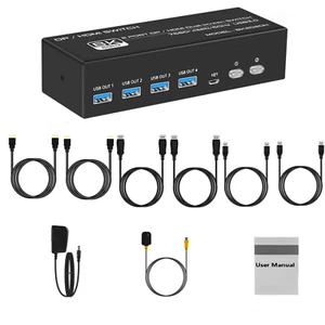 2 In 2 Out 8K DP1.4 HDMI2.1 USB3.0 KVM Switcher 2x2 For 2 Computers 2 Monitors - Photo 1/14