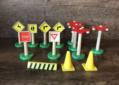 KidKraft Plastic Train Set Accessories Lot Signs Street Lights And Cones - Image 1 of 4