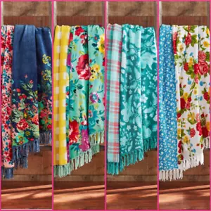 Pioneer Woman Reversible Velvet Throw Polyester Plush Fleece Blanket *U Pick*New - Picture 1 of 34