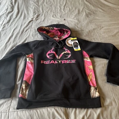 REALTREE MUJER SUDADERA CON CAPUCHA NEGRO ROSA CAMUFLAJE SUÉTER POLAR CANGURO BOLSILLO SUAVE Foto 1 de 4