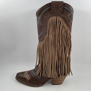 NIB! Dingo Women’s Gypsy Brown Fringed Fashion Western Cowgirl Boots - Size 6.5 - Picture 1 of 12