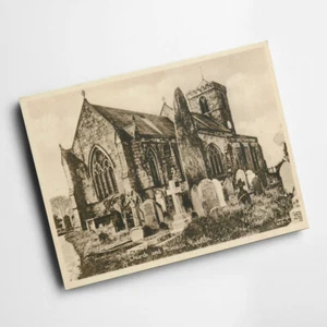 A6 PRINT - Vintage Yorkshire - Church and Monolith, Rudston - Picture 1 of 1