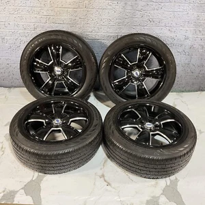18X8 CRAGAR BLACK MACHIN Modern Muscle BLACK RIMS TIRES 5X120MM FIT CTS - Picture 1 of 12